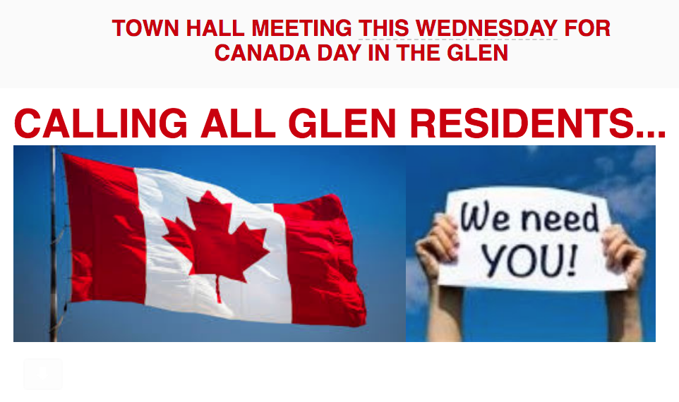 Canada Day 2018: CALLING ALL GLEN RESIDENTS…